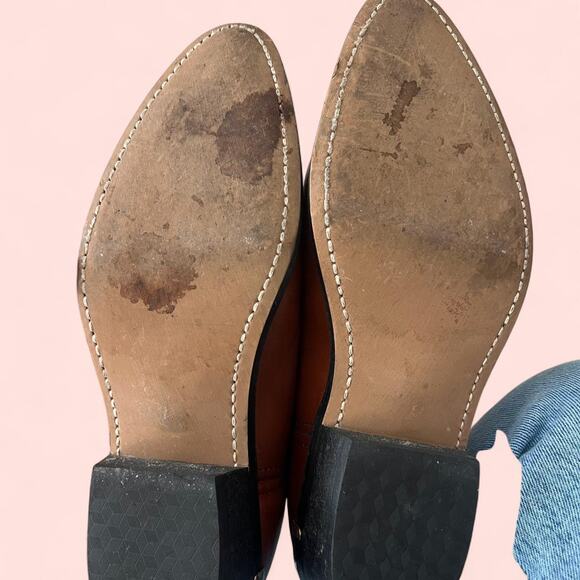 Brown leather cowboy boots